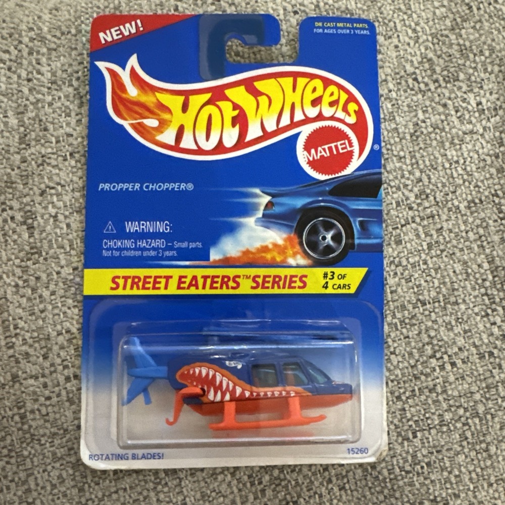 New 90s Hot Wheels Street Eater Series Propper Chopper #414 Blue Die Cast Metal